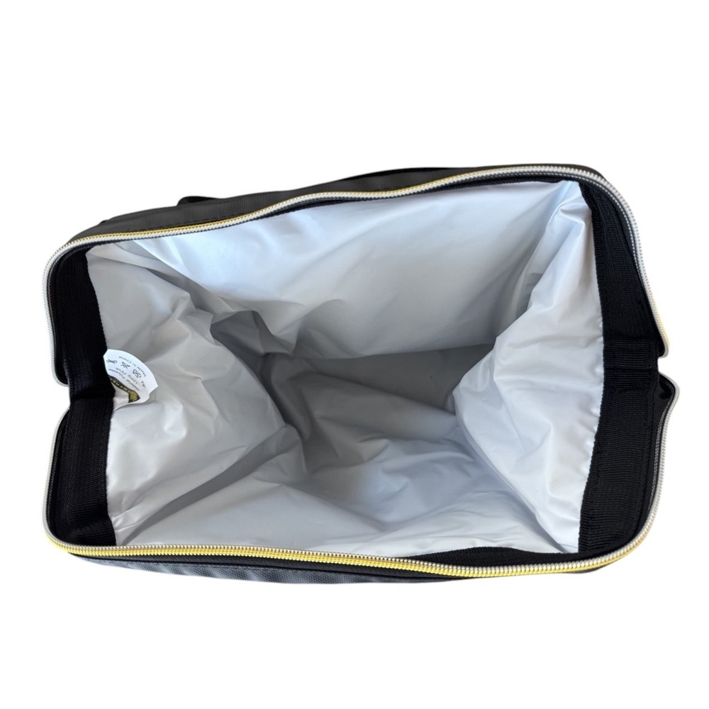 Kyreen Cooler Lunch Bag Unisex OS Black Nylon Crossbody Top Handle Gold Zip - Picture 12 of 13